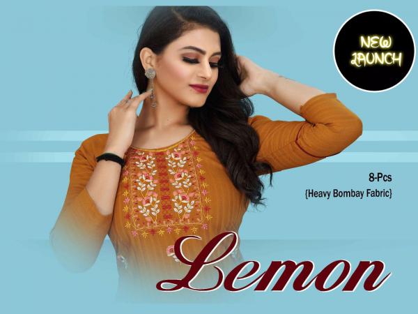 Trendy Lemon Rayon Designer Kurti Collection